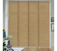 GoDear Design 4 Panel Room Dividers Screen 116 cm-218 cm W x Up to 243 cm H, Extendable 4-Rail Sliding Track Privacy Screens Room Dividers, BedRoom Panel Screens, Woven Room Divider Curtains, Pecan