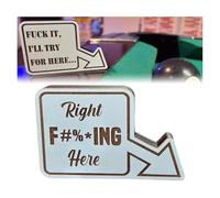 Godemmio Funny 8 Ball Pocket Marker,Novelty Wooden Billiards Markers with Humor Words,8 Ball Shot Sign Funny Pool Theme Ornament,Alignment Ball Markers,Mark Your Pocket Billiard (Right F#%*ing Here)