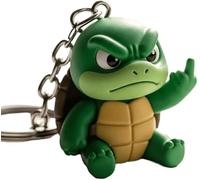 Godemmio Funny Middle Finger Animal Keychain, 3D Anger Middle Finger Statue Keychain Novelty middle finger Gifts Decor,Cool Cartoon Animal Keychains for Adults (Turtle)