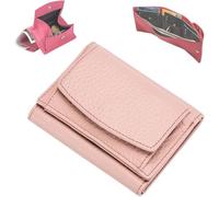 Godemmio Houtangduty Mini Wallet,Houtndguter 2025 New Leather RFID Blocking Card Holder Organizer Pocket Mini Wallet Folding for Woman,Soft Leather Purse for Women,Foldable Short Wallet (Pink)