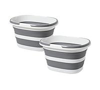 Goderewild (2023 Upgrade) Large Collapsible Bucket 4.2 Gallon (16L) for House Cleaning, Camping, and More - Space Saving, Multiuse Water Bucket for Cleaning Mop - Lightweight and Portable (Grey×2)