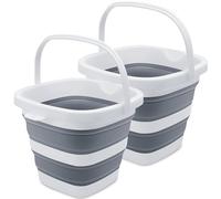 Goderewild Collapsible Water Bucket for House Cleaning, Space-Saving Portable Small Buckets for Car Washing,Camping,Hiking,Fishing,RV (5L, Square×2)