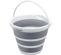 Goderewlid Collapsible Bucket 2.6 Gal/10L, BPA-Free - Space-Saving, Portable Foldable Water Pail for Versatile Use, Home, Outdoors, Car Wash, Camping, Fishing - Grey, Single Pack