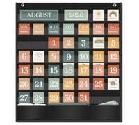 Godery Boho Calendar Pocket Chart for Classroom Cards Add-On School Supplies Teacher Decorations Bulletin Board Pre-K to 6th Grade, Black-2