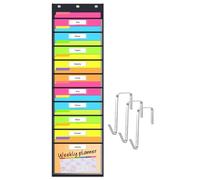 Godery Clear Storage Pocket Chart for Classroom & Office with 10 Nametag Pockets, 3 Overdoor Hangers Included, Hanging Wall File Organizer for File Folders, Assignments, Files, Scrapbook Papers & More