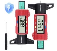 GODESON 2-Pack Digital Tyre Tread Depth Gauge UK, 0-25.4mm/Inch Tyre Depth Gauge with Large LCD Display, Power-Saving Mode, Universal Tire Measuring Tool for Cars, Trucks & Motorcycles（RED）