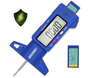 GODESON Blue Digital Tyre Tread Depth Gauge UK,0-25.4 Mm Inch Tyre Gauge Digital with Large LCD Display and Blue for Cars,Trucks,Moto