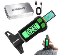 GODESON Digital Tyre Tread Depth Gauge UK, USB-C Rechargeable 0-25.4mm/Inch Tyres Depth Gauge with Green Backlit LCD Display, High Precision Tire Measuring Tool for Cars, Trucks, Motorcycles