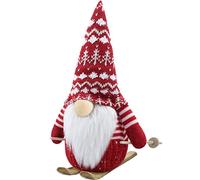 Godeufe Christmas Gonk Decor Gnomes Xmas Decoration with Sled for Home Kitchen Farmhouse, Elf Dwarf Figurines Handmade Scandinavian Tomte 31 cm (Red)