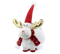 Godeufe Christmas Reindeer Decoration Handmade Swedish Santa Elk Figurines Tomte Xmas Indoor Decorations for Home Farmhouse Tabletop Fireplace Holiday Supply - White