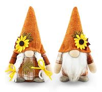 Godeufe Set of 2 Autumn Gonk Decorations Gnomes Plush Handmade Harvest Sunflower Maple Leaf Elf Dwarf Decor for Farmhouse Holiday Home Kitchen Party