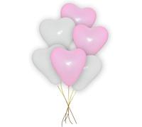 Godfather 12 Inch Romantic Latex Heart Shaped Balloons For Valentine's Day Weddings Anniversary Love Celebration Parties Pack of 50 (Pink and White)