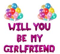 GODFATHER 16 Inch Foil Blloons Will You Be My Girlfriend Air Fill Foil Balloons For Decoration Surprise Your Best One (Hotpink)
