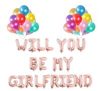 GODFATHER 16 Inch Foil Blloons Will You Be My Girlfriend Air Fill Foil Balloons For Decoration Surprise Your Best One (Rosegold)