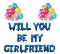 GODFATHER 16 Inch Foil Blloons Will You Be My Girlfriend Air Fill Foil Balloons For Decoration Surprise Your Best One (Blue)
