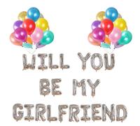 GODFATHER 16 Inch Foil Blloons Will You Be My Girlfriend Air Fill Foil Balloons For Decoration Surprise Your Best One (Silver Foil)
