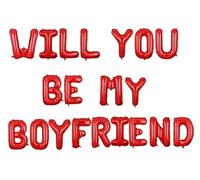 GODFATHER 16 Inch Letter Foil Balloons Will You Be My Boyfriend Banner Set for Surprise Decoration and Valentine’s Day Party for Your Loved One (Red)