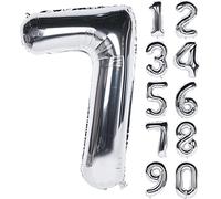GODFATHER 16" inch Silver Numbers Balloon 0-9 (Zero-Nine) Birthday Party Decorations, Foil Mylar Big Number Balloon Digital for Birthday, Wedding, Bridal Shower Engagement, Anniversary (7 Number)