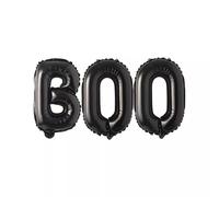 Godfather 16inches Black Boo Foil Balloons Banner Set Foil Letters Balloons Kit for Horror Spooky Theme Halloween Night Party Decorations for Indoor and Outdoor use with Free 10mtr. Ribbon and 1Straw