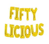 Godfather 16inches Theme Party Words Foil Phrases Alphabet Letters Balloon Banners for Party Decorations (Gold, Fifty Licious)