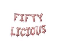 Godfather 16inches Theme Party Words Foil Phrases Alphabet Letters Balloon Banners for Party Decorations (Rose Gold, Fifty Licious)