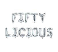 Godfather 16inches Theme Party Words Foil Phrases Alphabet Letters Balloon Banners for Party Decorations (Silver, Fifty Licious)