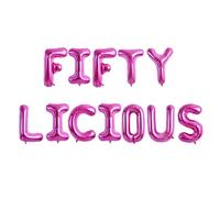 Godfather 16inches Theme Party Words Foil Phrases Alphabet Letters Balloon Banners for Party Decorations (Pink, Fifty Licious)