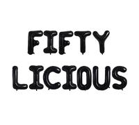 Godfather 16inches Theme Party Words Foil Phrases Alphabet Letters Balloon Banners for Party Decorations (Black, Fifty Licious)