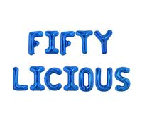 Godfather 16inches Theme Party Words Foil Phrases Alphabet Letters Balloon Banners for Party Decorations (Blue, Fifty Licious)