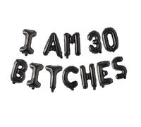 Godfather 16inches Words Phrases Theme Party Foil Balloons Alphabet Letters Foil Party Balloon Banners For Decoration (Black, I am 30 Bitches)