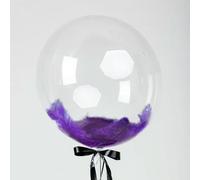 Godfather 18 Inches Feather Bobo Balloons Transparent Clear Crystal Bubble Round Shape Fillable Stuffing Balloons for Wedding and Birthday Party Decoration (Dark Purple, Pack of 6)