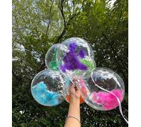 Godfather 18 Inches Feather Bobo Balloons Transparent Clear Crystal Bubble Round Shape Fillable Stuffing Balloons for Wedding and Birthday Party Decoration (Multicolor, Pack of 6)