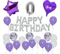 Godfather Balloon Arch Kit DIY Balloons Set for Birthday Party Decoration 1 Happy Birthday Banner 1Number Foil 1Heart 1Star Foil 12Latex 12Plain 12Confetti Balloons 10Mtr Ribbon (Purple, Number0)