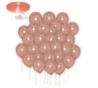 Godfather Balloons Air Filling Plain Balloons For Birthday Wedding Or Party Decorations With 10 Meter Ribbon Send Randomly (Rose Gold, 10 Inches Pack 25)