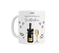 Godfather Gift - Personalised Godfather Mug, Thank You Champagne Design, White Ceramic