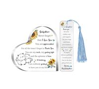 Godfather Gifts Faher's Day Present 2PC Set Acrylic Heart Plaques Bookmark Men Gift God Daddy Desk Signs Christmas Birthday for Him Thanksgiving New Year God Dad Page Markers Reading Accessory