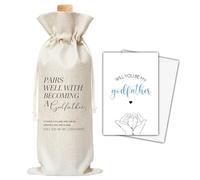 Godfather Gifts Wine Bag & Card, Godfather Proposal Gifts, Wine Bag For God Father, Pairs Well With Becoming A Godfather Wine Bag For Baby Shower Baby Announcement, Will You Be My Godfather Gifts -02