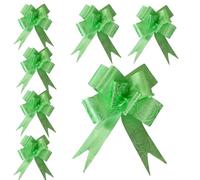 GODFATHER LTD 30MM Printed Floral Green Polypropylene Plastic Pull Bows, Perfect for Birthday, Wedding, Christmas, Thanksgiving, Valentine's Day Gift Wrapping, Car Decoration, 20 Pack