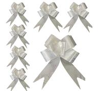 GODFATHER LTD 30MM Printed Polypropylene (PP) Plastic Pull Bows for Birthday, Wedding Wrapping, Car Decoration (White, 20 Pcs)