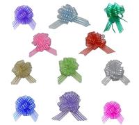Godfather Pull Bow Mixed Colour Large Size Organza Gift Wrapping Pull Bow for Wedding Gift Party Decoration Gift Baskets Packing (Multicolour, Pack of 20)
