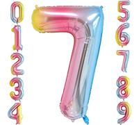 GODFATHER Rainbow Numbers Balloon 0-9 (Zero-Nine) Birthday Party Decorations, Foil Mylar Big Number Balloon Digital for Birthday, Wedding, Bridal Shower Engagement, Anniversary (7 Number, 16" inch)