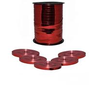 Godfather Shiny Curling Ribbon 5mm Metallic Multicolor Balloon String Gift Wrapping Bow Ribbon for Christmas Wedding Flower Gift Wrapping Party Decor (Red, 50 Meter)
