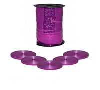 Godfather Shiny Curling Ribbon 5mm Metallic Multicolor Balloon String Gift Wrapping Bow Ribbon for Christmas Wedding Flower Gift Wrapping Party Decor (Holographic Hot Pink, 100 Meter)