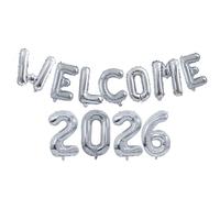 Godfather Welcome 2026 Banner Happy Holiday New Year Party Decorations Foil Balloons Winter Themed Christmas Party Decoration Supplies Pack of 1 (Silver, 16 Inches)