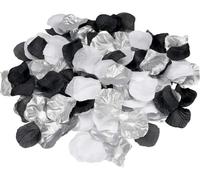 Godfathger 300pcs Silver White Black Rose Petals Valentine Rose Silk Petals Flower Decoration Confetti for Romantic Scenes Wedding Anniversary, Confession, bedroom, Birthday Decoration