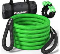 GODIAG 1" x 30ft Kinetic Recovery Rope with 2 Soft Shackles Green