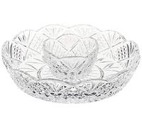 Godinger Crystal Appetizer Serving Platter for Parties Chips and Dip or Snacks Hosting Plate