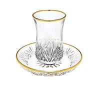 Godinger Dublin Crystal Kiddush Cup and Saucer with Gold Edge