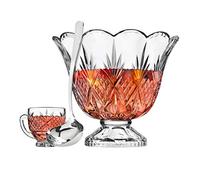 Godinger Dublin Crystal Punch Bowl Set with 8 Cups and Ladle - 10 Piece Set