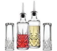 Godinger Oil and Vinegar Dispenser Cruet Set and Salt and Pepper Shakers Set, Condiment Pourer Bottle and Salt and Pepper Shaker - Dublin Crystal Collection (Home Set)
